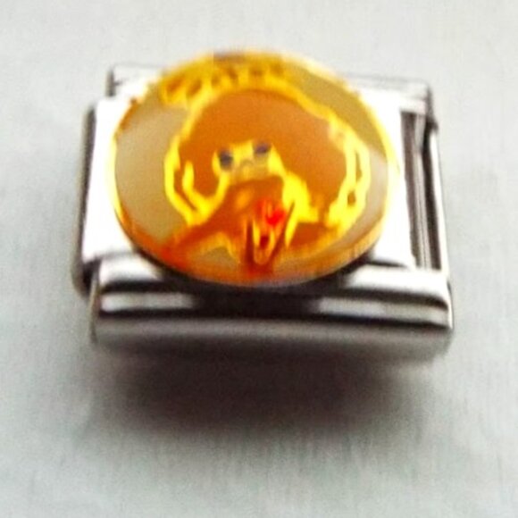 Big Bird round enamel 9mm stainless steel italian charm link new - Picture 1 of 2